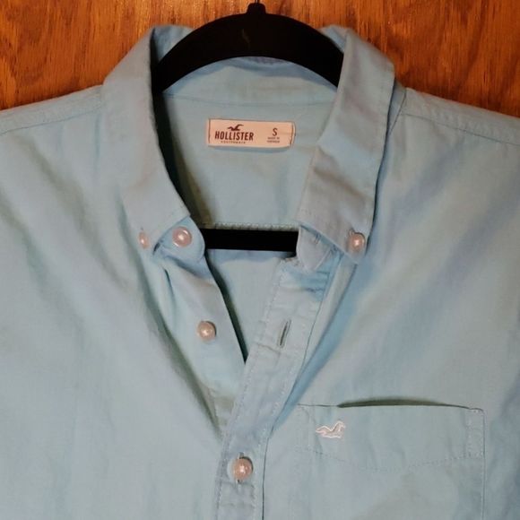 Men's Aqua Hollister Button Down Shirt - Picture 3 of 7